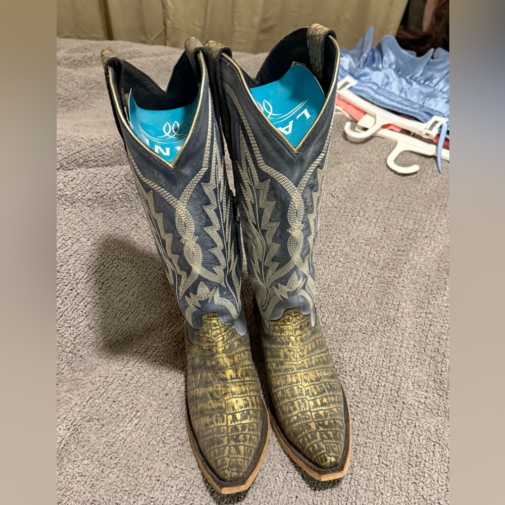 Lane boots Gold and Blue Patterned